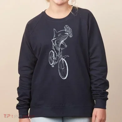 Hammerhead Shark Riding Bicycle Women's Sweatshirt
