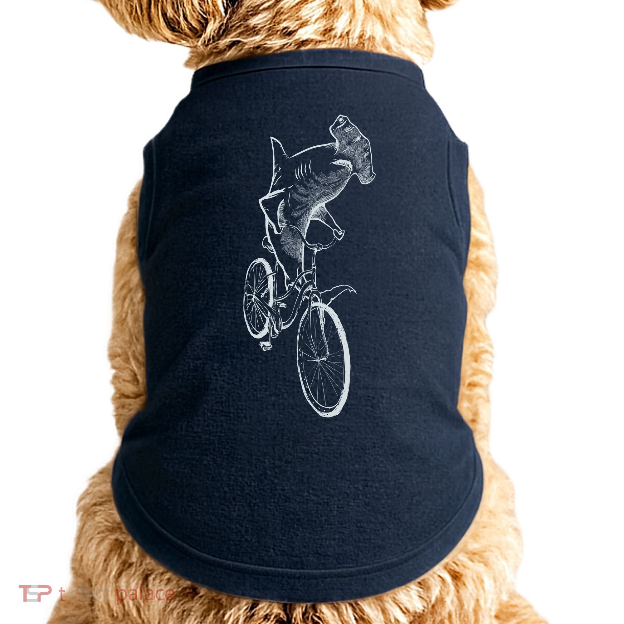 Hammerhead Shark Riding Bicycle Doggie Tank
