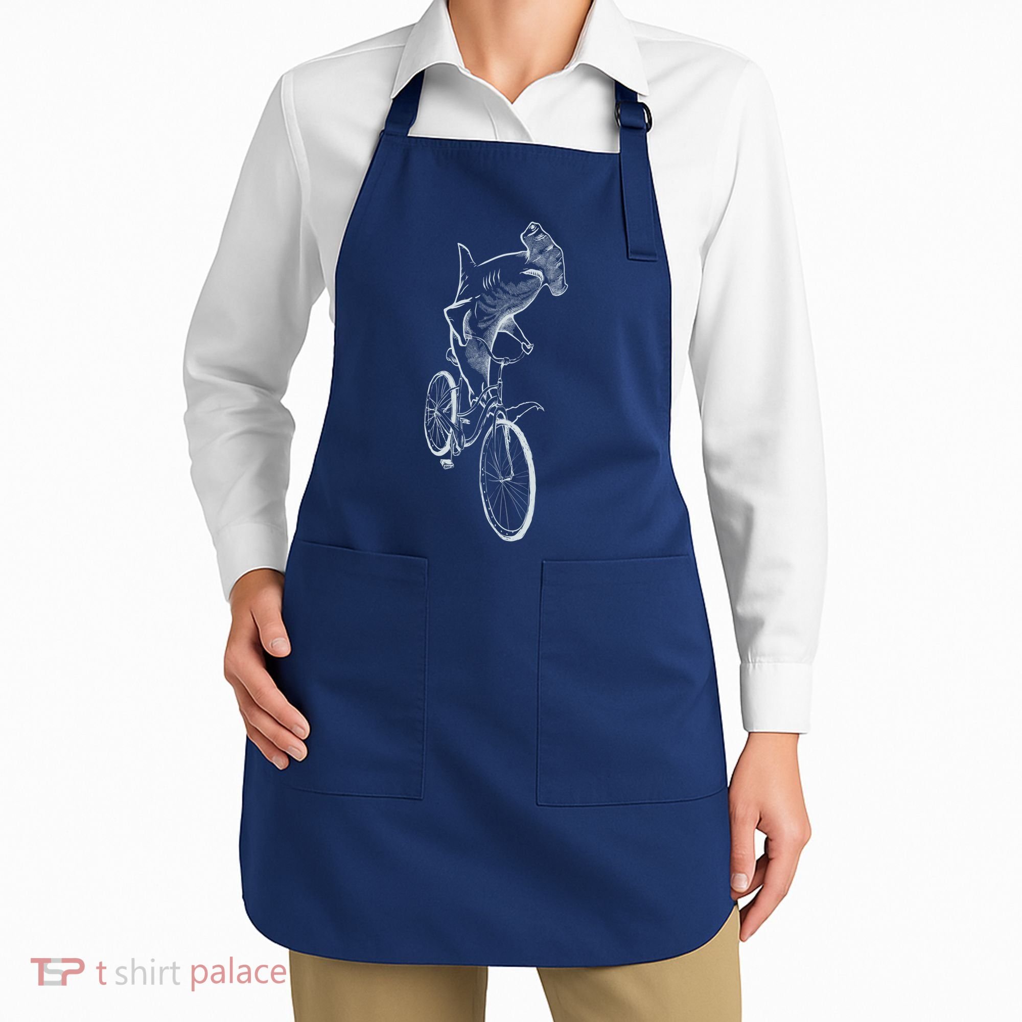 Hammerhead Shark Riding Bicycle Apron