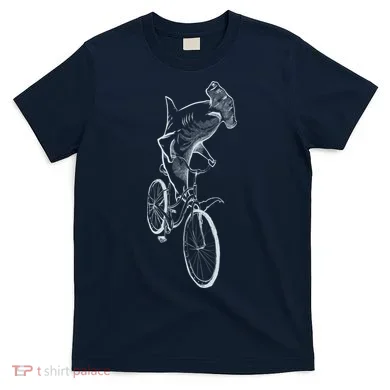 Hammerhead Shark Riding Bicycle T-Shirt