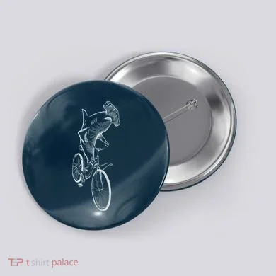 Hammerhead Shark Riding Bicycle Button