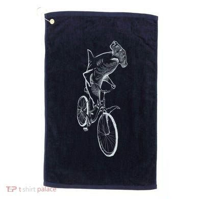 Hammerhead Shark Riding Bicycle Golf Towel