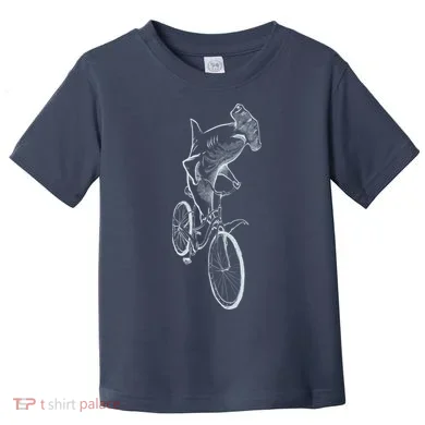 Hammerhead Shark Riding Bicycle Toddler T-Shirt
