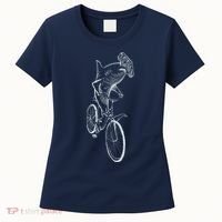 Hammerhead Shark Riding Bicycle Women's T-Shirt thumb 0