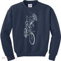 Hammerhead Shark Riding Bicycle Kids Sweatshirt thumb 0