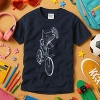 Hammerhead Shark Riding Bicycle Kids T-Shirt thumb 3