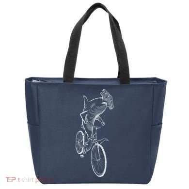 Hammerhead Shark Riding Bicycle Tote Bag
