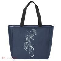 Hammerhead Shark Riding Bicycle Tote Bag thumb 0