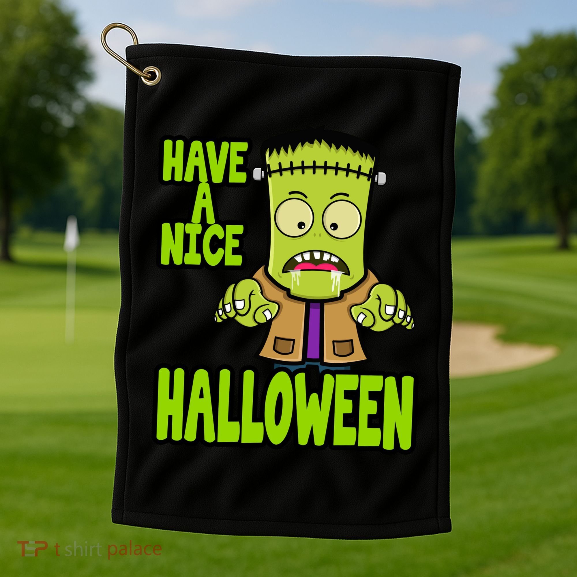 Have A Nice Halloween Frankenstein Monster Golf Towel