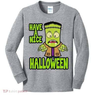 Have A Nice Halloween Frankenstein Monster Kids Long Sleeve Shirt