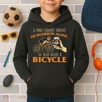 He Also Needs A Bicycle Cycling Biker Bicyclist Cyclist Kids Hoodie thumb 2