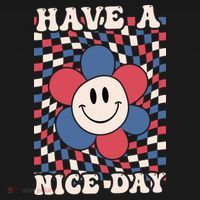 Have A Nice Day 4th Of July Funny Smiley Flower Red White Blue Pajama Set thumb 2