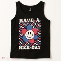 Have A Nice Day 4th Of July Funny Smiley Flower Red White Blue Tank Top thumb 2