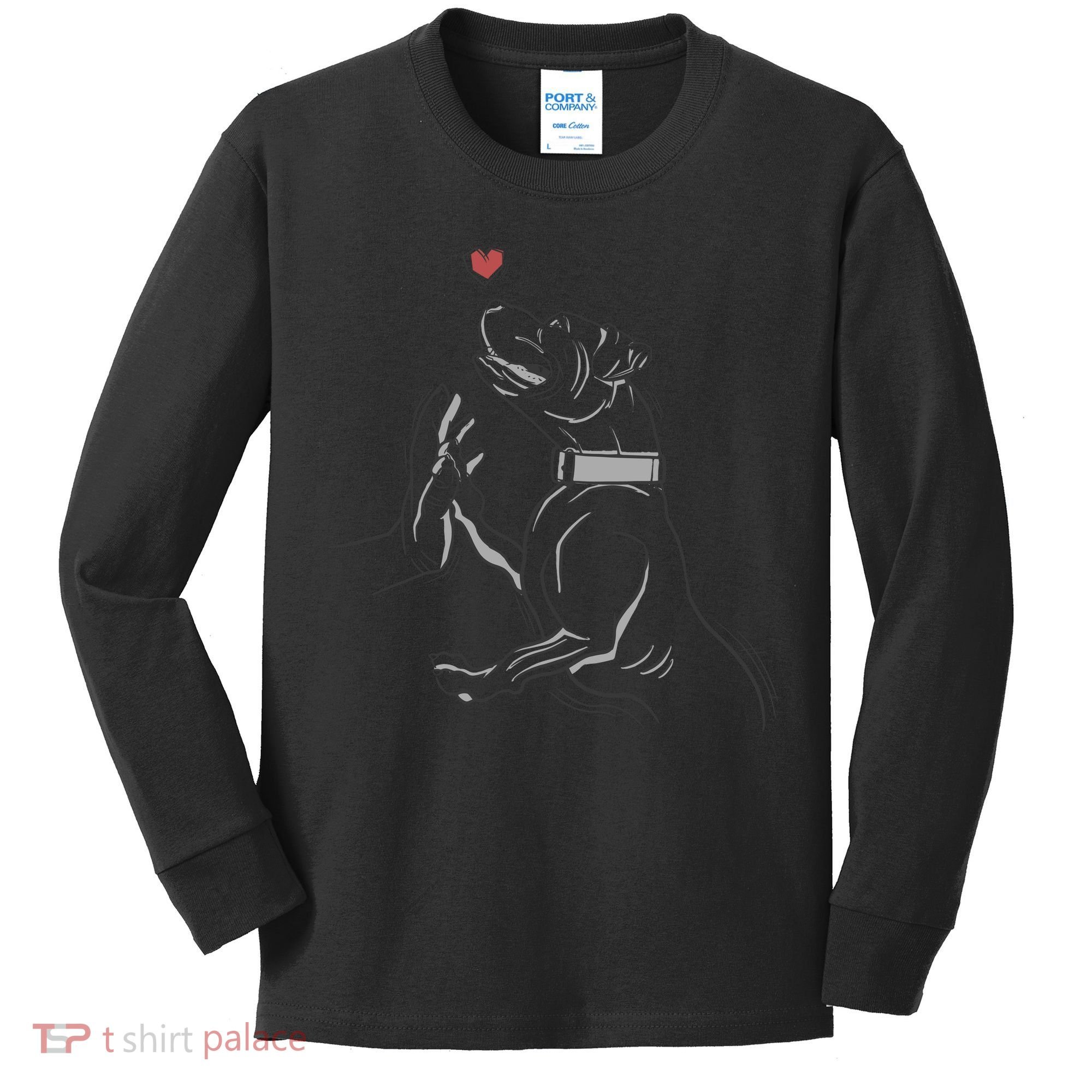 Hand Draw Pitbull Kids Long Sleeve Shirt