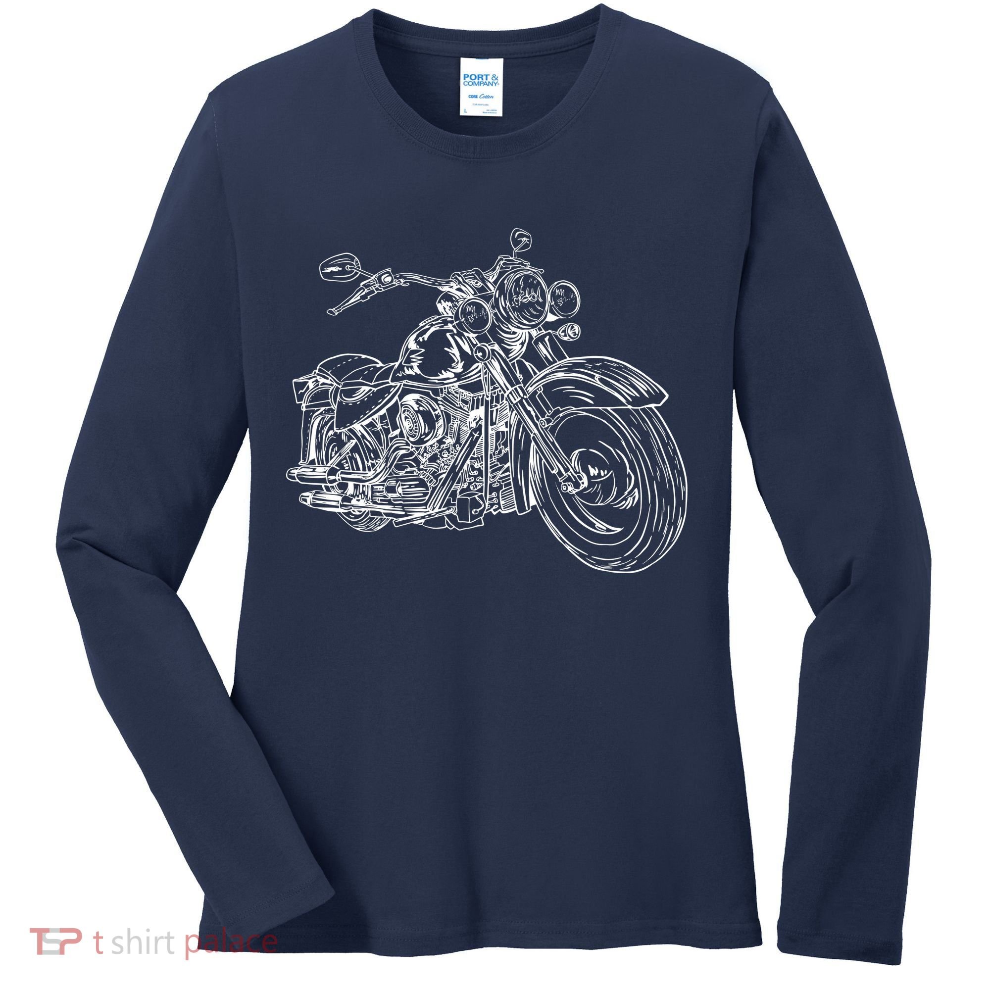 Hand Drawn Motorcycle Women's Long Sleeve Shirt