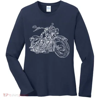 Hand Drawn Motorcycle Women's Long Sleeve Shirt