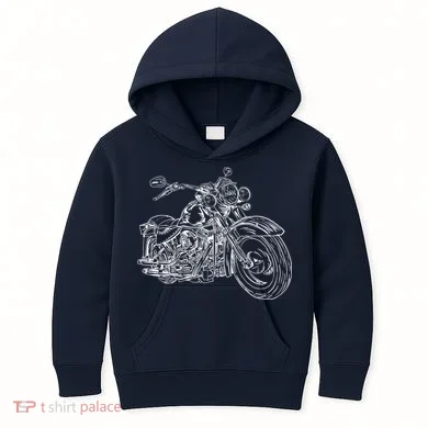 Hand Drawn Motorcycle Kids Hoodie