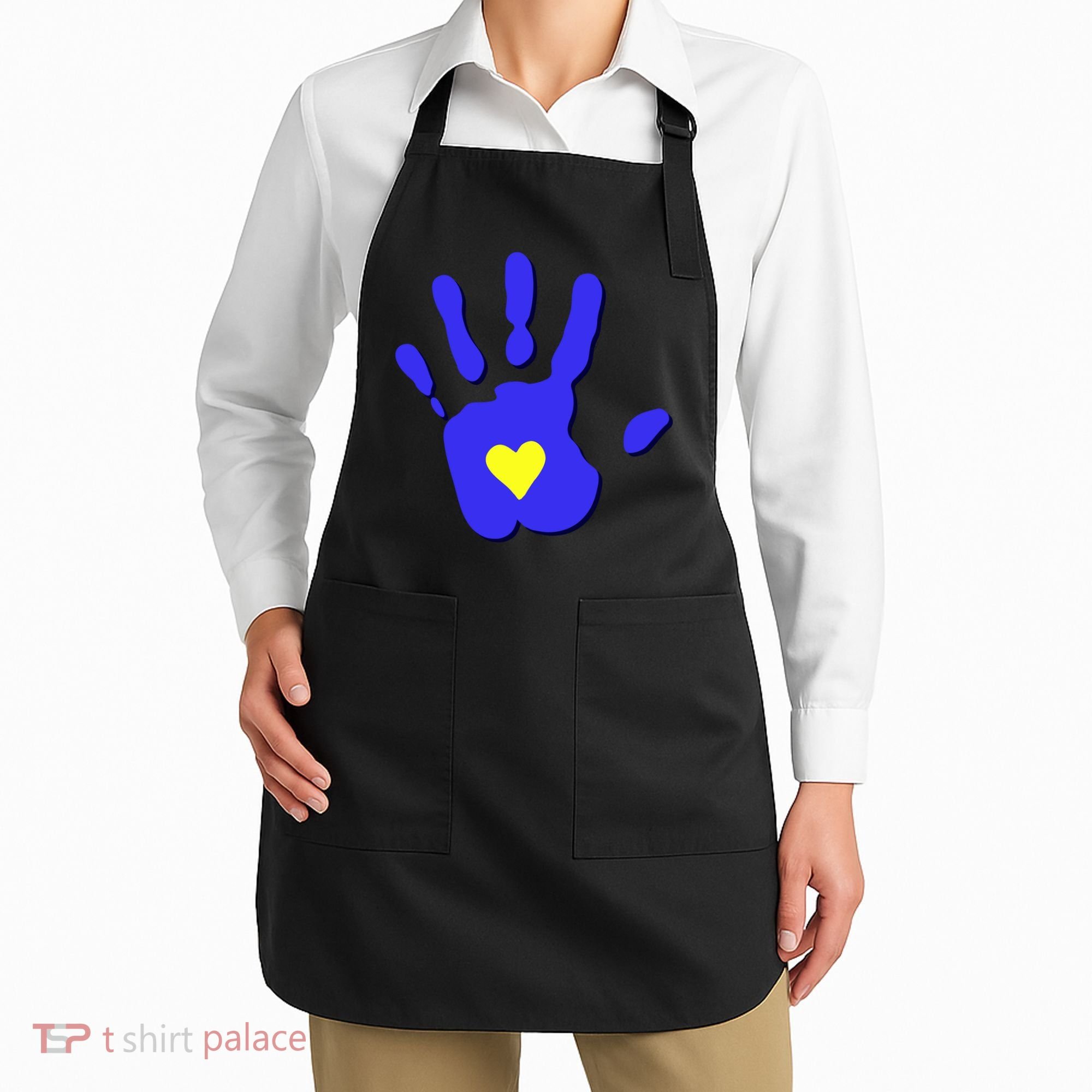 Hand Heart Down Syndrome Awareness Apron