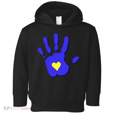 Hand Heart Down Syndrome Awareness Toddler Hoodie