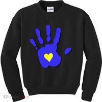 Hand Heart Down Syndrome Awareness Kids Sweatshirt thumb 0