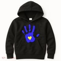 Hand Heart Down Syndrome Awareness Kids Hoodie thumb 0