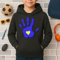 Hand Heart Down Syndrome Awareness Kids Hoodie thumb 2