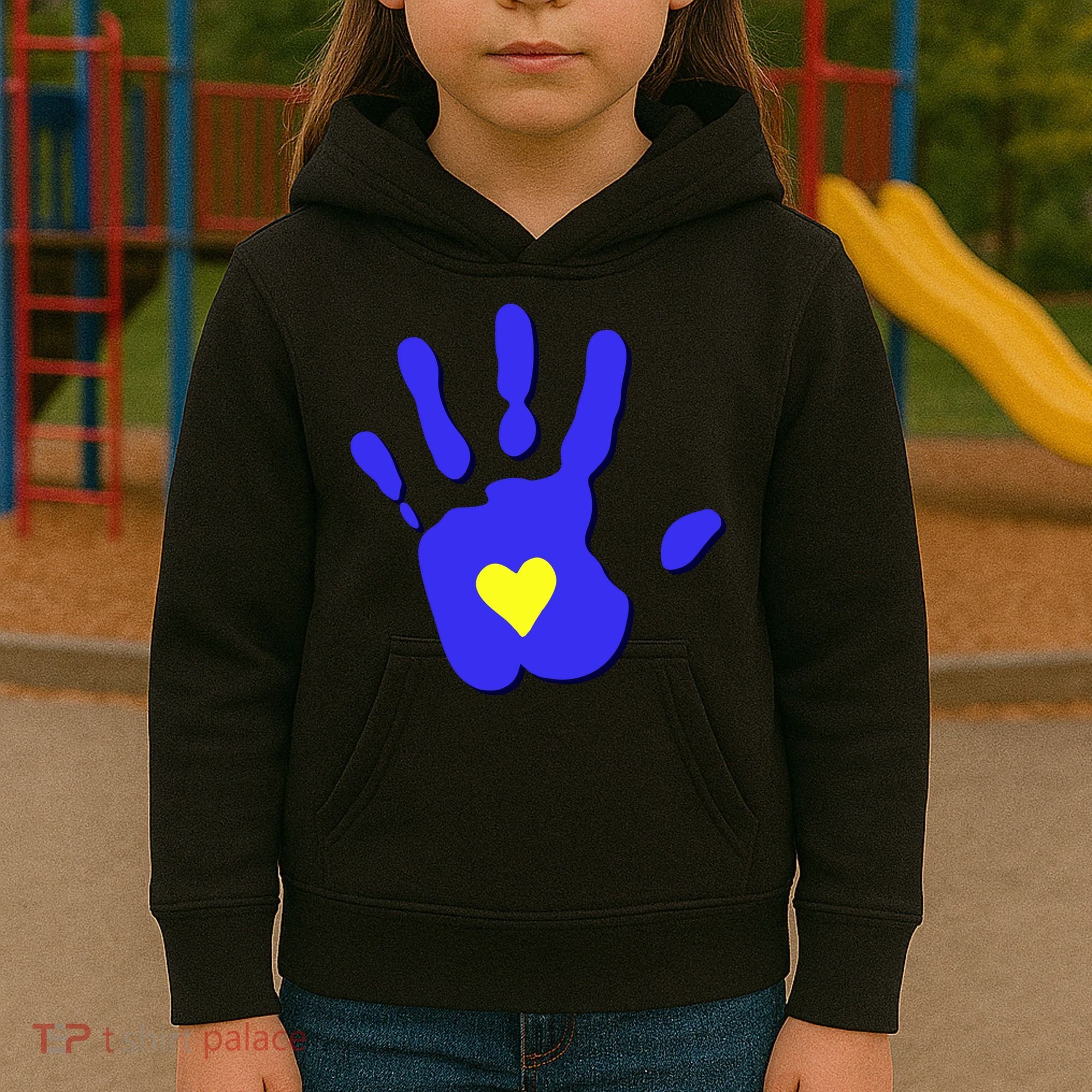 Hand Heart Down Syndrome Awareness Kids Hoodie