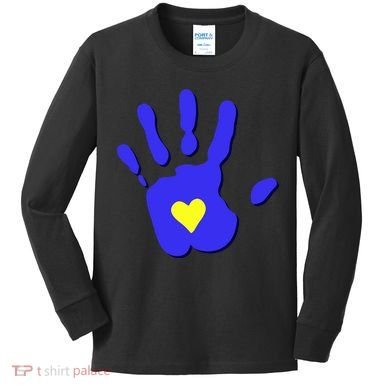 Hand Heart Down Syndrome Awareness Kids Long Sleeve Shirt