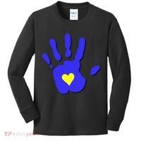 Hand Heart Down Syndrome Awareness Kids Long Sleeve Shirt thumb 0