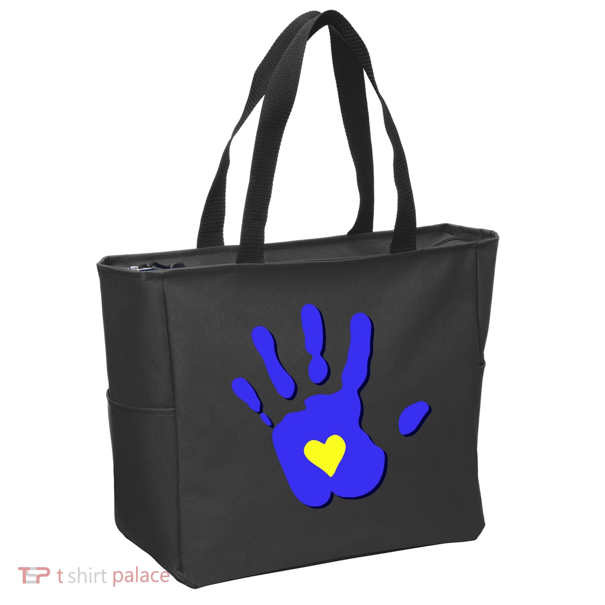 Hand Heart Down Syndrome Awareness Tote Bag