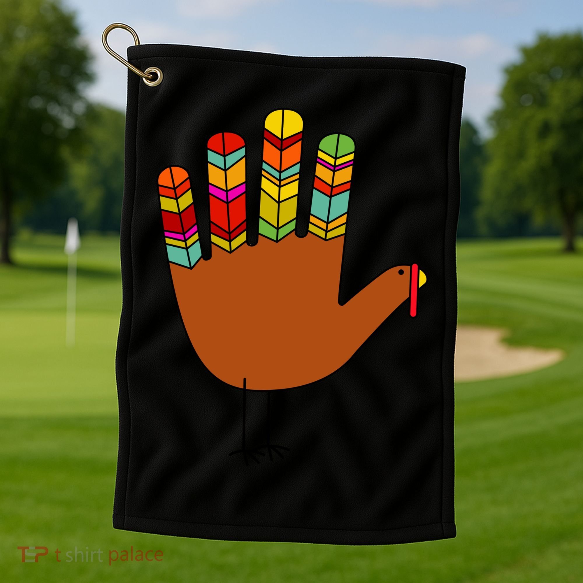 Hand Turkey Thanksgiving Day Golf Towel