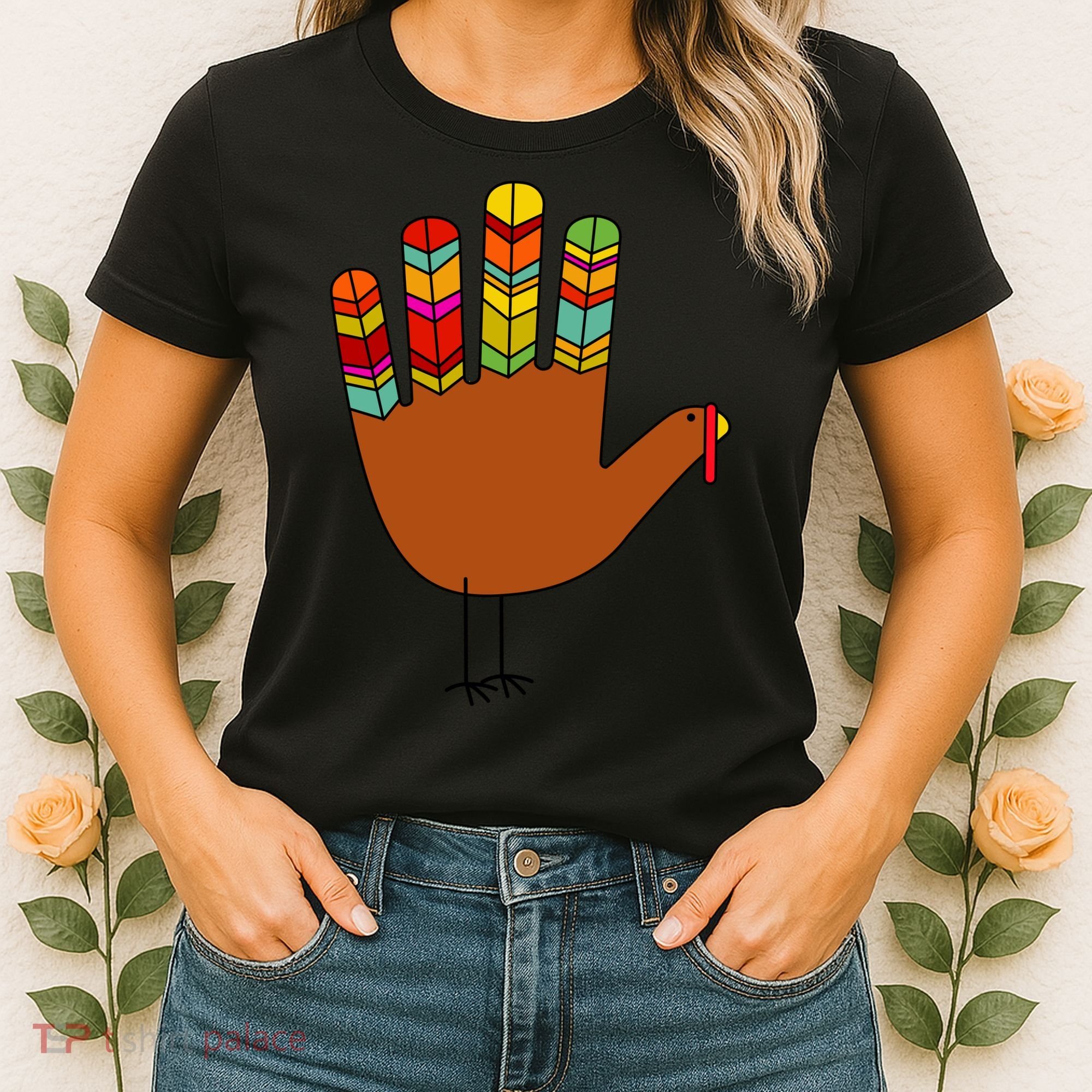 Hand Turkey Thanksgiving Day Women's T-Shirt