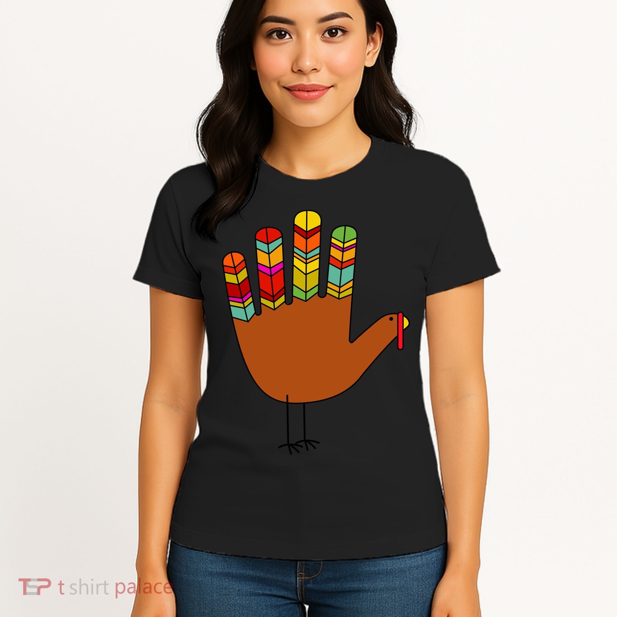 Hand Turkey Thanksgiving Day Women's T-Shirt