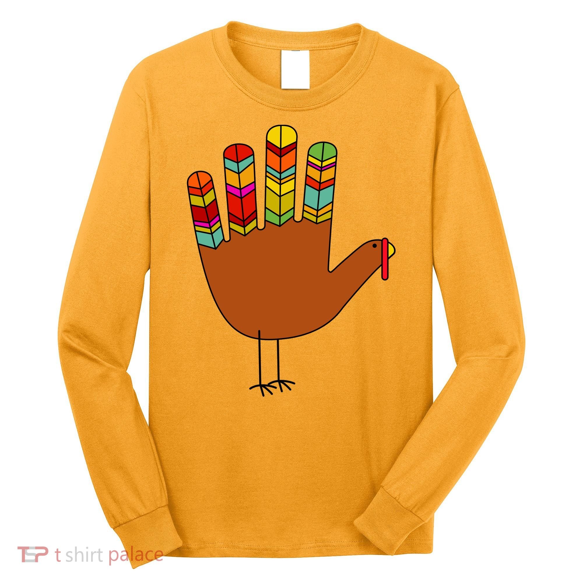 Hand Turkey Thanksgiving Day Long Sleeve Shirt