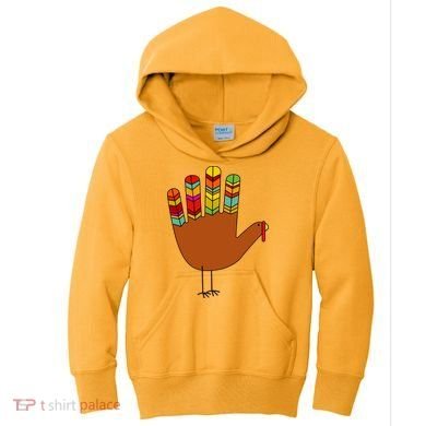 Hand Turkey Thanksgiving Day Kids Hoodie