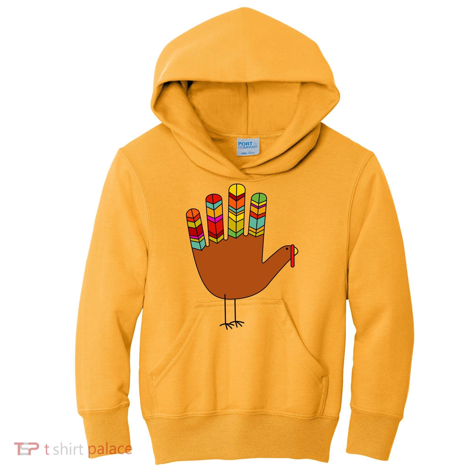 Hand Turkey Thanksgiving Day Kids Hoodie