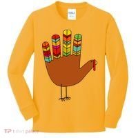 Hand Turkey Thanksgiving Day Kids Long Sleeve Shirt thumb 0