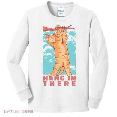 Hang In There Cat Kids Long Sleeve Shirt