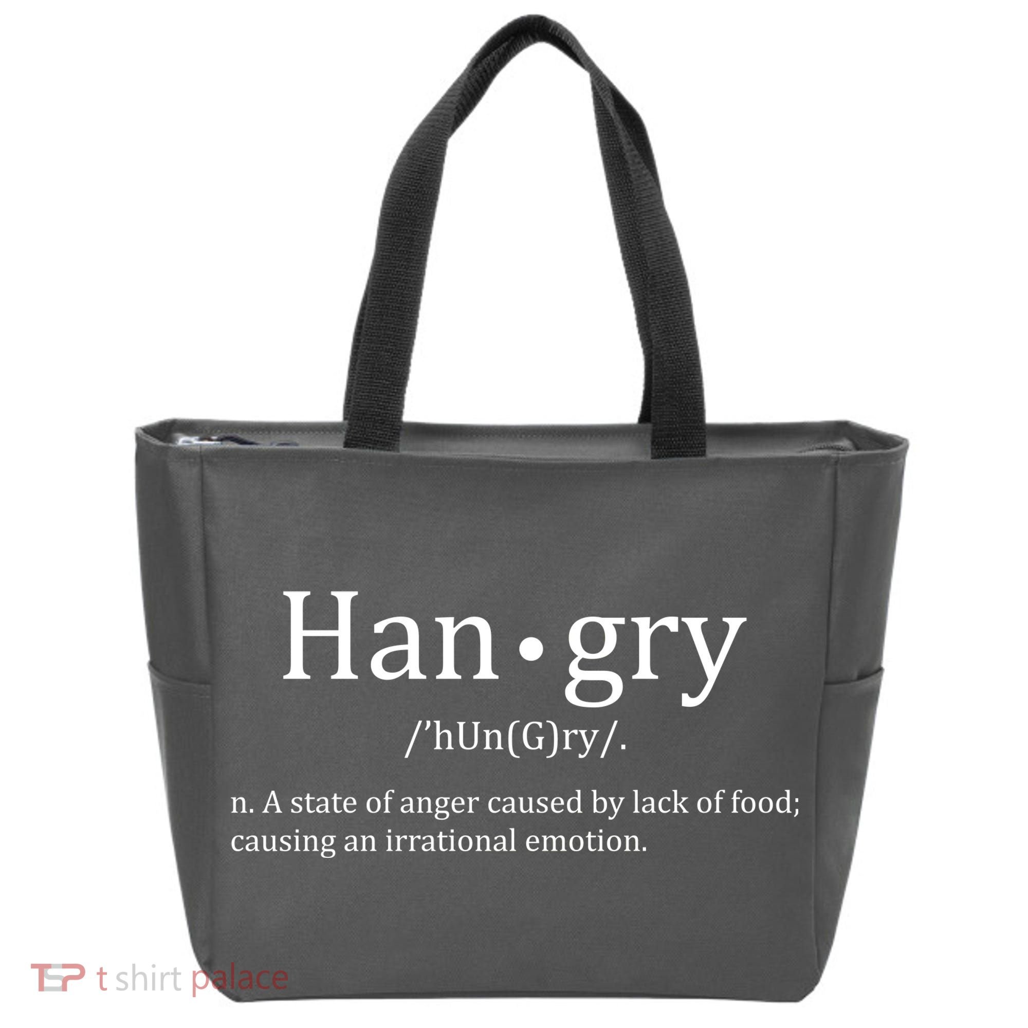 Hangry Definition Han gry Hungry Angry Food Tote Bag