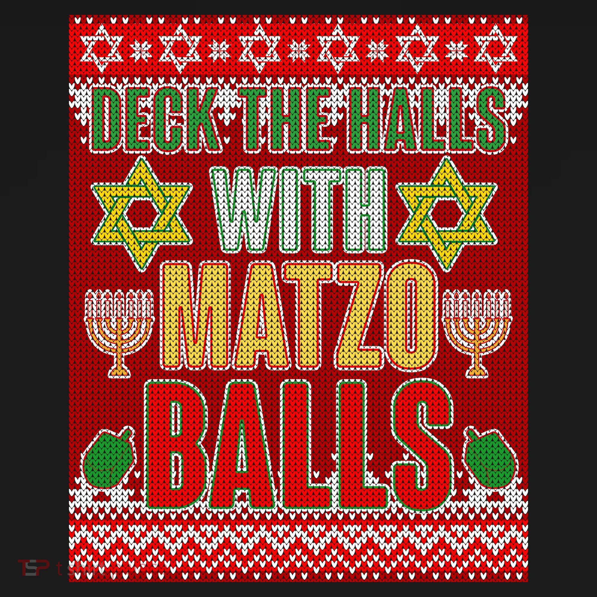 Hanukkah Deck the Halls with Matzo Balls Ugly Backpack