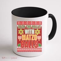 Hanukkah Deck the Halls with Matzo Balls Ugly Coffee Mug thumb 1