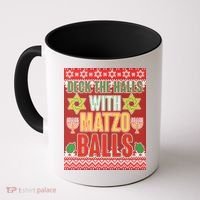 Hanukkah Deck the Halls with Matzo Balls Ugly Coffee Mug thumb 0