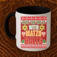 Hanukkah Deck the Halls with Matzo Balls Ugly Coffee Mug thumb 2