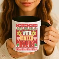Hanukkah Deck the Halls with Matzo Balls Ugly Coffee Mug thumb 3