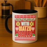 Hanukkah Deck the Halls with Matzo Balls Ugly Coffee Mug thumb 4
