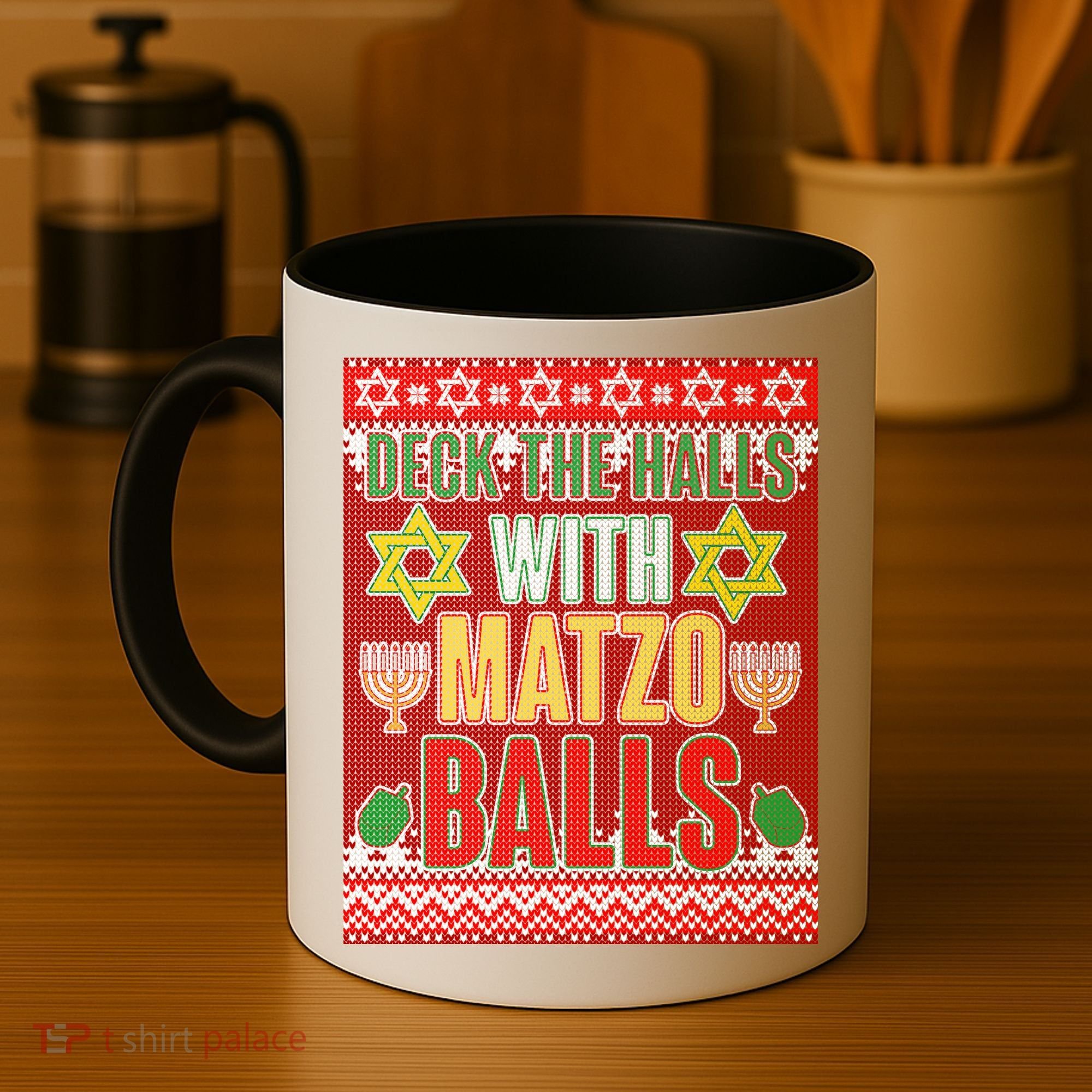 Hanukkah Deck the Halls with Matzo Balls Ugly Coffee Mug