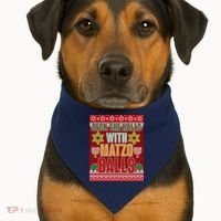 Hanukkah Deck the Halls with Matzo Balls Ugly USA-Made Doggie Bandana thumb 1