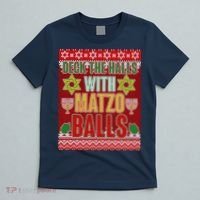 Hanukkah Deck the Halls with Matzo Balls Ugly T-Shirt thumb 5