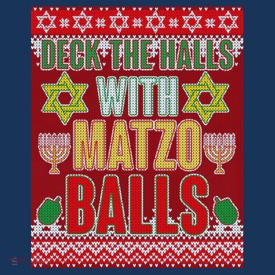 Hanukkah Deck the Halls with Matzo Balls Ugly Beanie