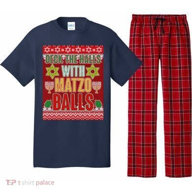 Hanukkah Deck the Halls with Matzo Balls Ugly Pajama Set